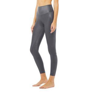 Alo Yoga 7/8 High Waisted Shine Legging Anthracite Shine XS, NWT